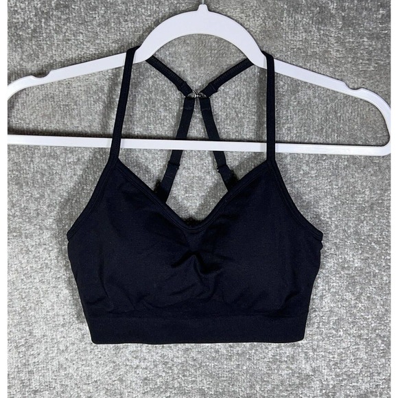 Athleta Renew Sports Bra Womens Size XS Black Removable Pads Wireless‎ Racerback - Picture 1 of 9